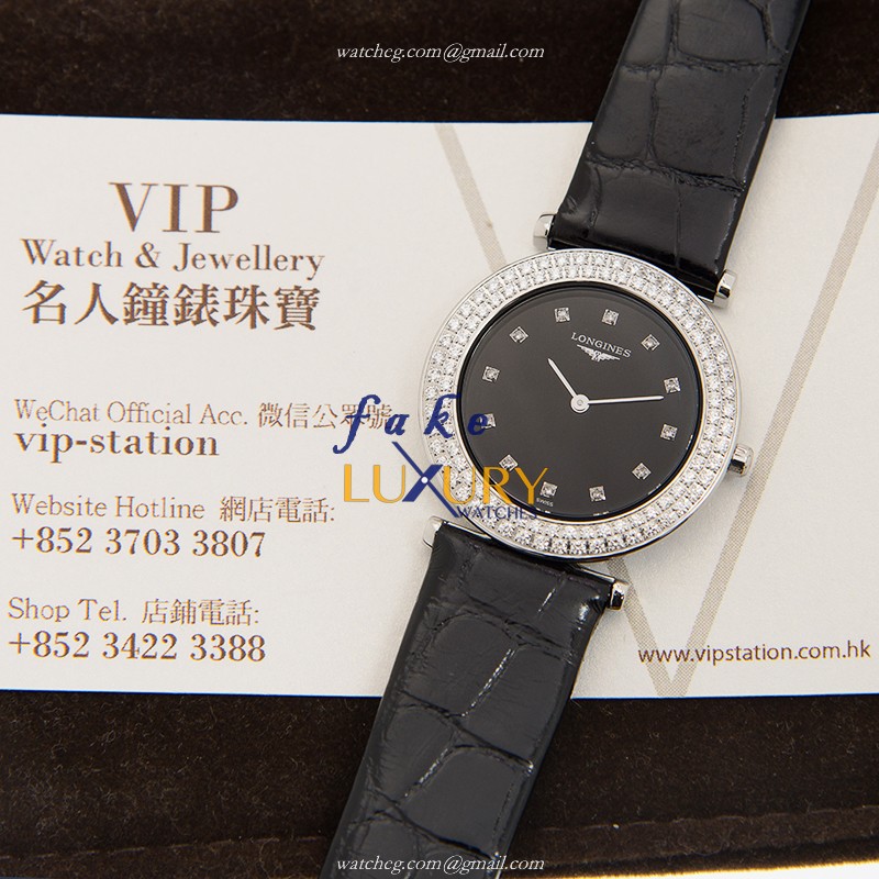 Longines L4.308.0.57.2 Replica Watch, Quartz, Black Dial, Stainless Steel & Diamonds Case - Image 5