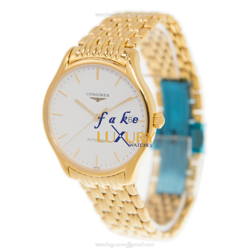 Longines L4.860.2.12.8 Lyre Replica Watch, Automatic Movement, White Dial, Gold-Plated Steel Case - Image 3