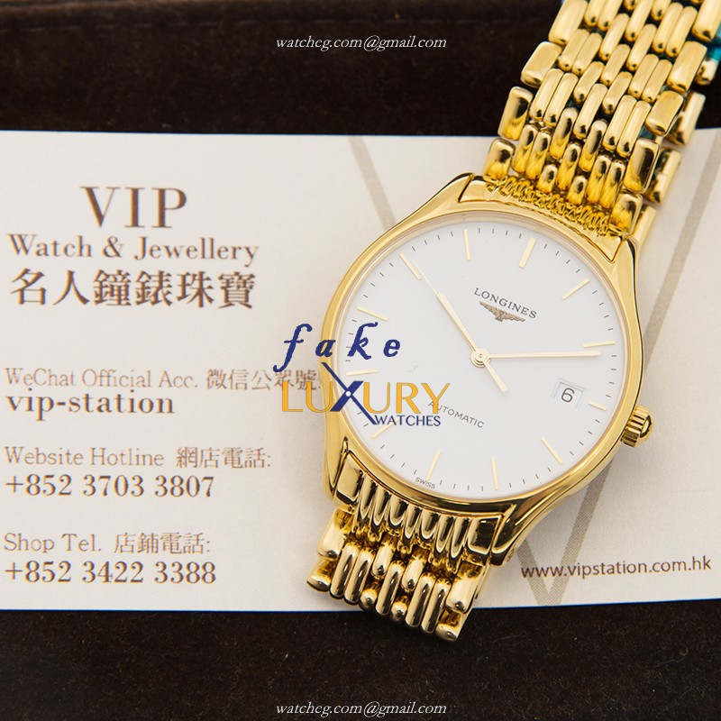 Longines L4.860.2.12.8 Lyre Replica Watch, Automatic Movement, White Dial, Gold-Plated Steel Case - Image 5