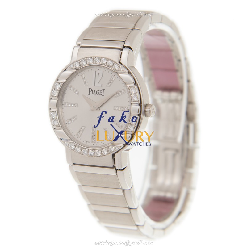 Piaget G0A26031 POLO Quartz 28mm 18kt White Gold Diamond Silver Dial Replica Watch - Image 2