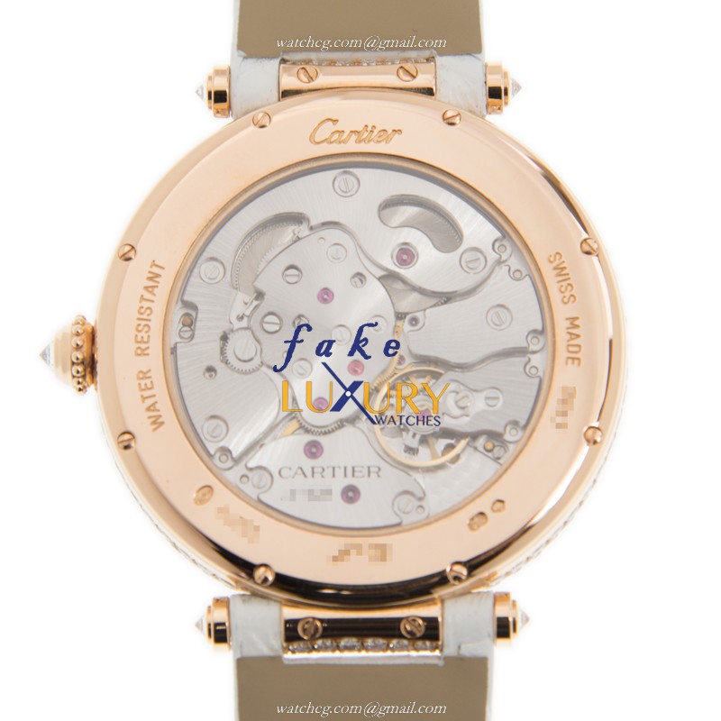 Cartier HPI00684 | Automatic | 18kt Rose Gold & Diamonds | Black Dial | Alligator Strap | Replica - Image 3
