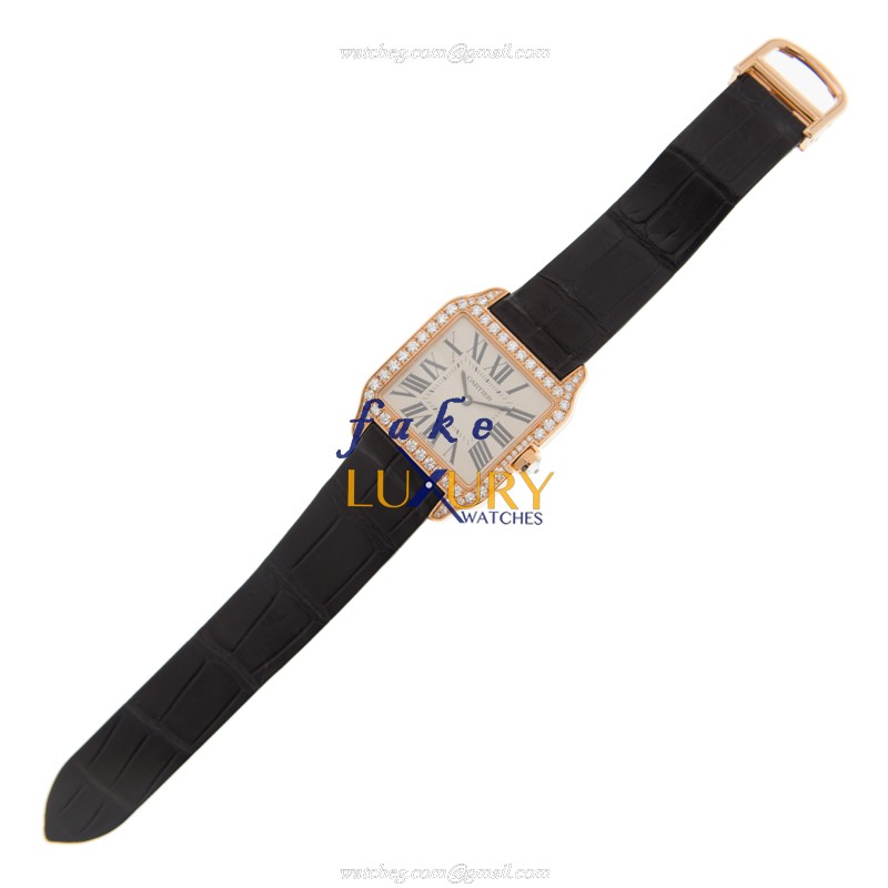 Cartier WH100351 Santos Quartz 18kt Rose Gold & Steel Replica Watch, Luxury Swiss Clone, Silver - Image 2