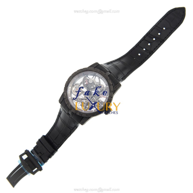 DBEX0508 - Roger Dubuis Excalibur Replica Watch - Automatic Carbon Fiber Transparent Skull - Image 2