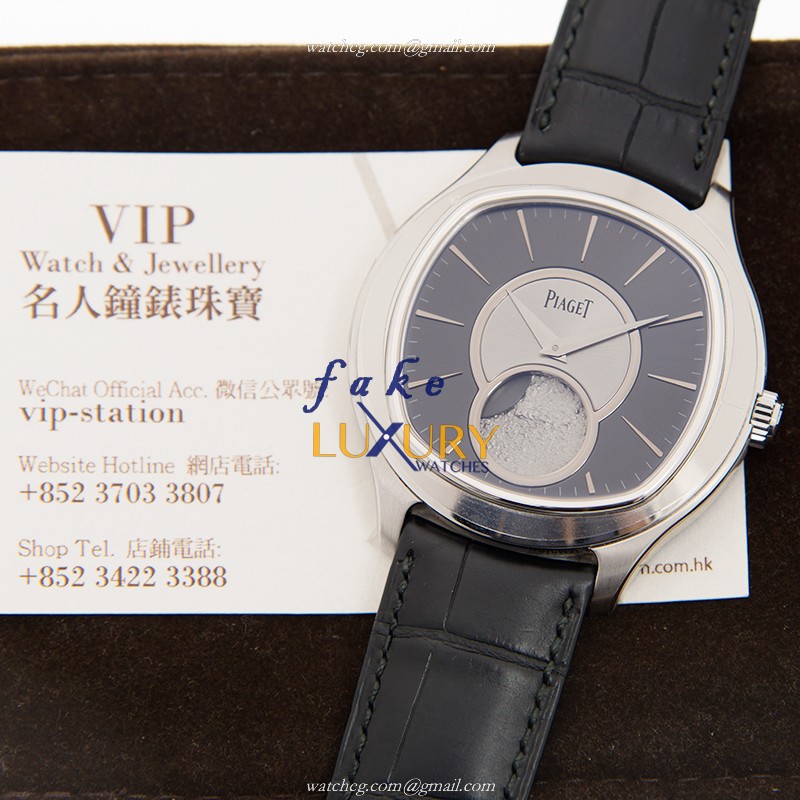 Piaget EMPERADOR G0A34021 Automatic 18kt White Gold Gray Dial Alligator Strap Replica Watch - Image 5
