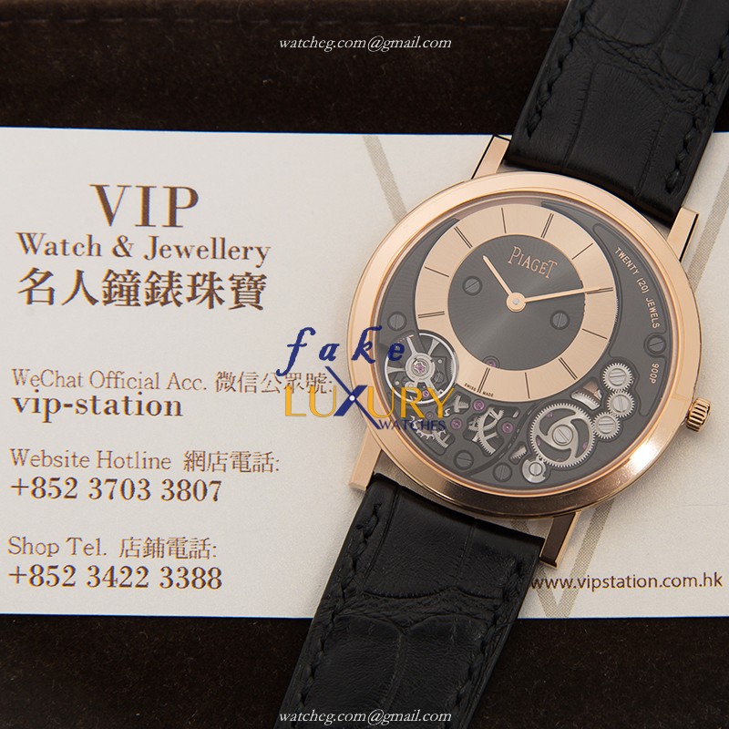 Piaget G0A41011 Altiplano Manual Wind 18kt Rose Gold Black Dial Alligator Strap Replica Watch - Image 5