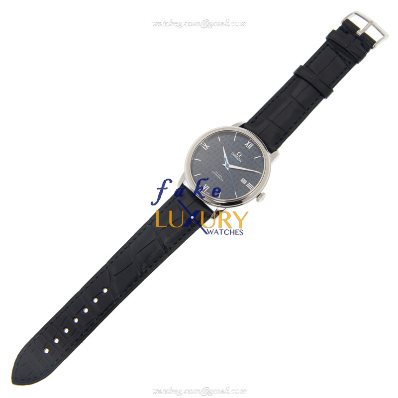 Omega De Ville Replica Watch 424.13.40.20.03.003, Blue Dial, Automatic Movement, Steel Case, Black - Image 2