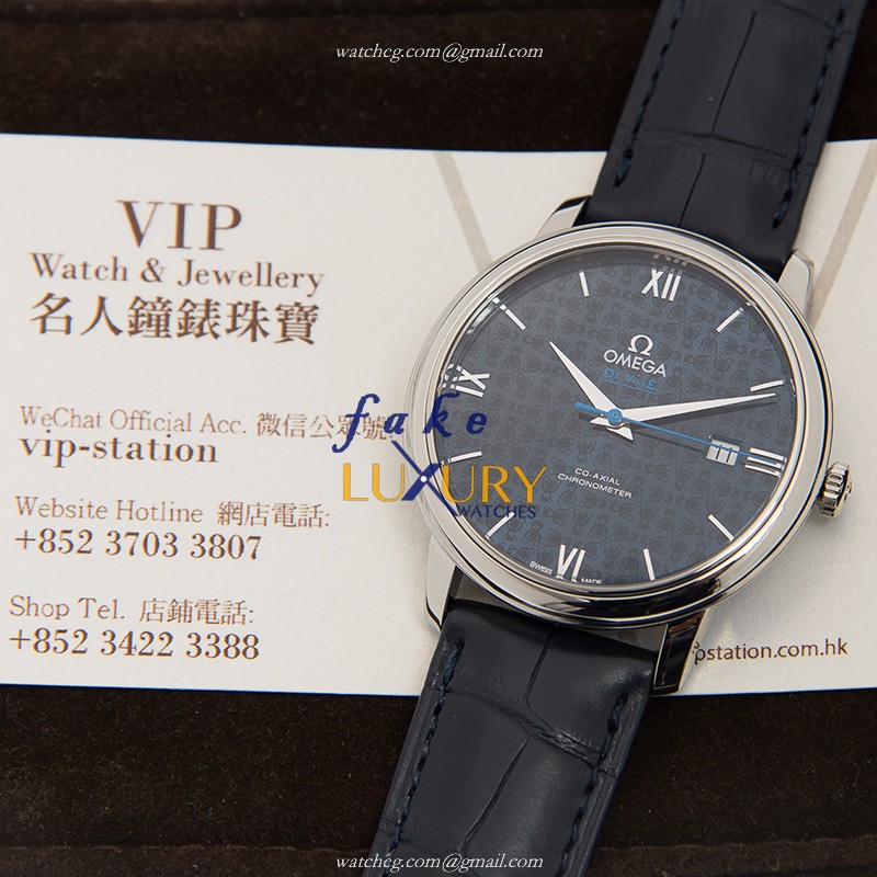 Omega De Ville Replica Watch 424.13.40.20.03.003, Blue Dial, Automatic Movement, Steel Case, Black - Image 5