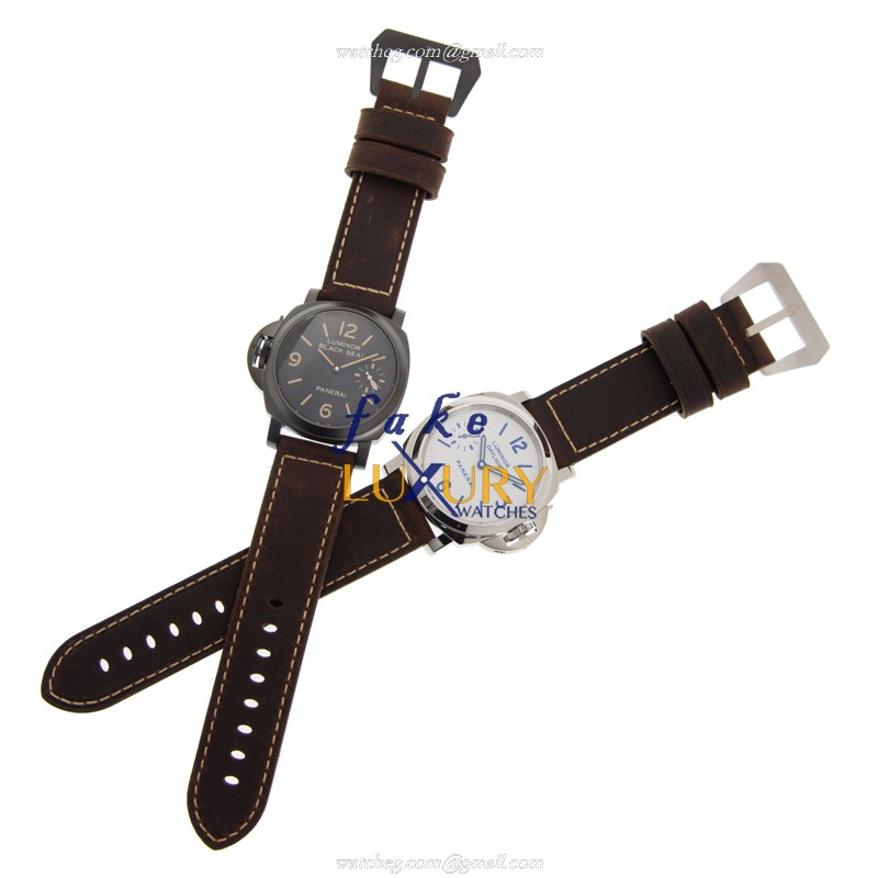 Panerai PAM00786 Automatic Stainless Steel Replica Watch, Black & White Dial, Brown Cowhide Strap - Image 2
