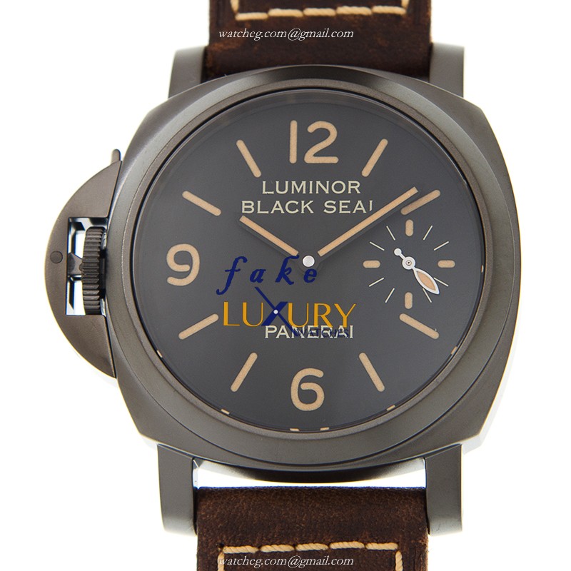 Panerai PAM00786 Automatic Stainless Steel Replica Watch, Black & White Dial, Brown Cowhide Strap - Image 3
