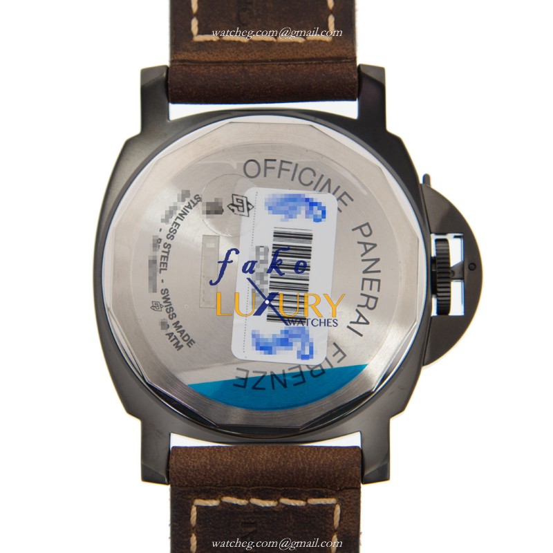 Panerai PAM00786 Automatic Stainless Steel Replica Watch, Black & White Dial, Brown Cowhide Strap - Image 5