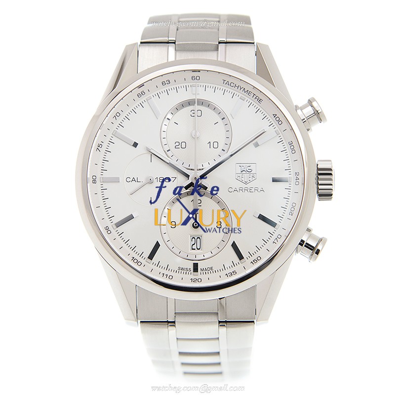 Tag Heuer CAR2111-BA0724 Carrera Replica Watch, Automatic Movement, White Dial, Steel Bracelet - Image 2