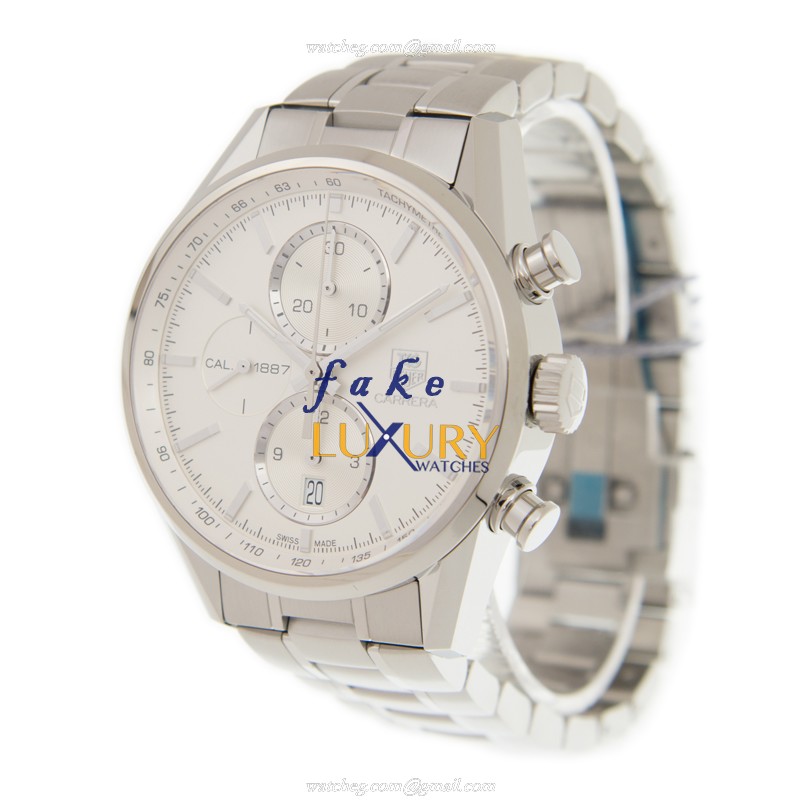Tag Heuer CAR2111-BA0724 Carrera Replica Watch, Automatic Movement, White Dial, Steel Bracelet - Image 3