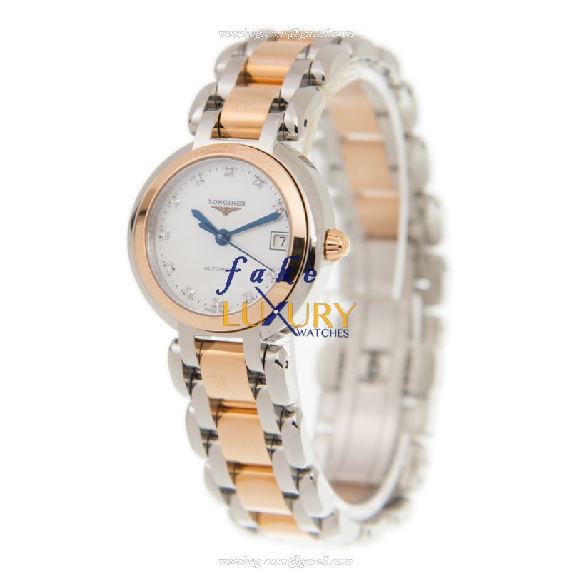 Longines Prima Luna L8.111.5.87.6 Automatic 18kt Rose Gold Steel Silver Dial Replica Watch - Image 3