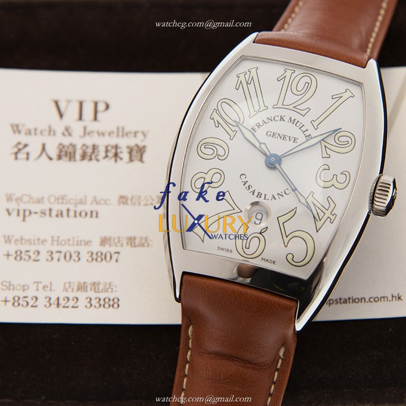 Franck Muller 8880 C DT CASA BLANCA AC Cintree Curvex Automatic Steel White Dial Replica Watch - Image 5