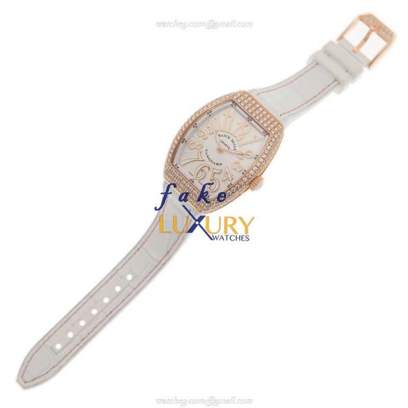 Franck Muller V 32 QZ D 5N.BC Vanguard Replica Watch 32mm 18kt Rose Gold Diamonds White Dial - Image 2