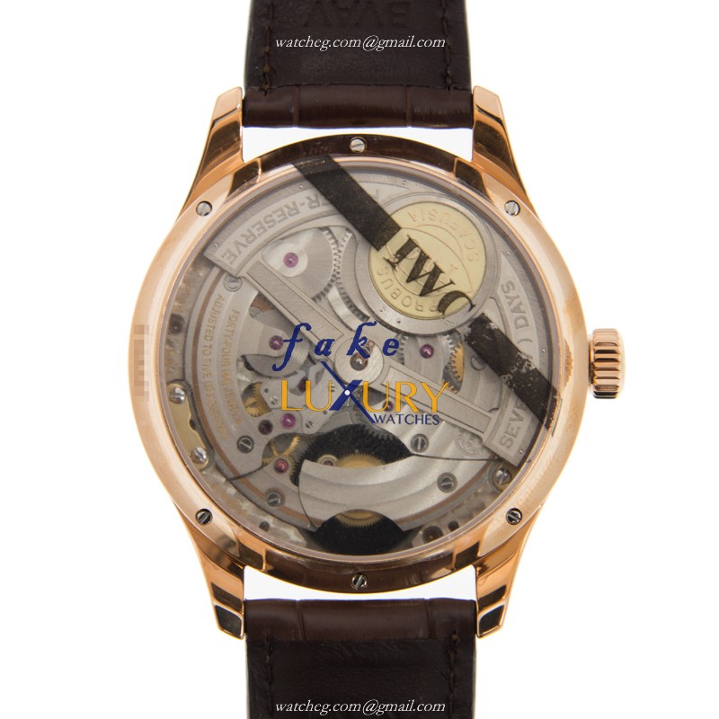 IWC IW504402 Portuguese - Replica Watch - 44.2mm Automatic - Rose Gold Case - Silver Dial - Brown - Image 4
