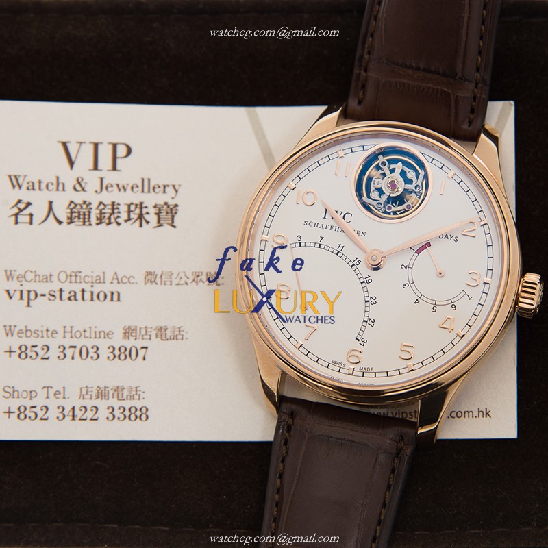 IWC IW504402 Portuguese - Replica Watch - 44.2mm Automatic - Rose Gold Case - Silver Dial - Brown - Image 5
