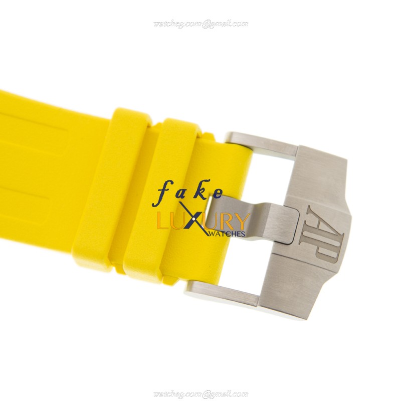 Audemars Piguet Royal Oak Offshore 15710ST.OO.A051CA.01 Automatic Yellow Dial Rubber Replica Watch - Image 4