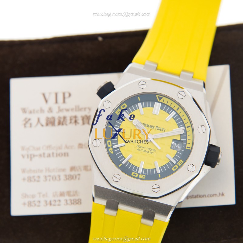 Audemars Piguet Royal Oak Offshore 15710ST.OO.A051CA.01 Automatic Yellow Dial Rubber Replica Watch - Image 5