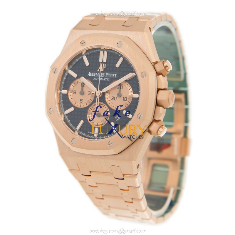 Audemars Piguet 26331OR.OO.1220OR.01 Royal Oak Replica Watch, Automatic, Blue Dial, 41mm Rose Gold - Image 3