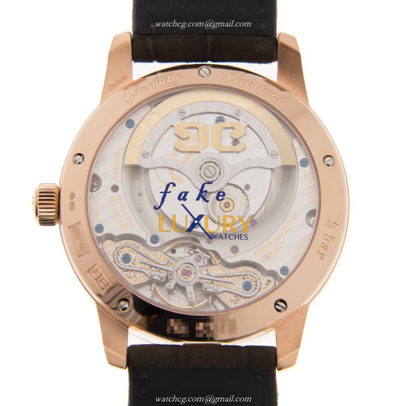 Glashutte 1-90-02-45-35-04 Replica Watch - Automatic - 18kt Rose Gold - Silver Dial - Alligator - Image 3