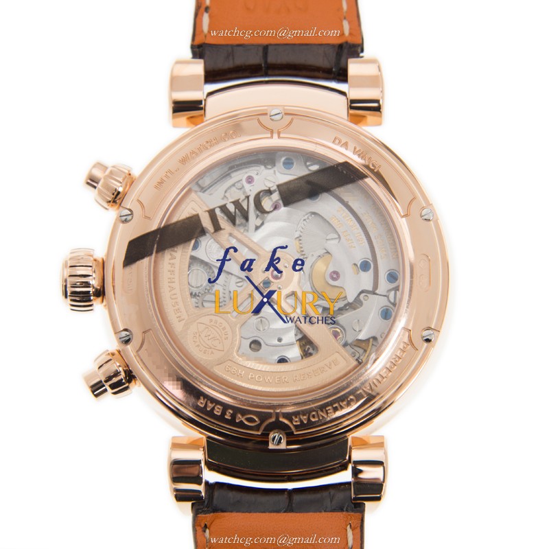 IWC IW392101 Da Vinci Automatic 18kt Rose Gold White Dial Brown Alligator Strap Replica Watch - Image 3