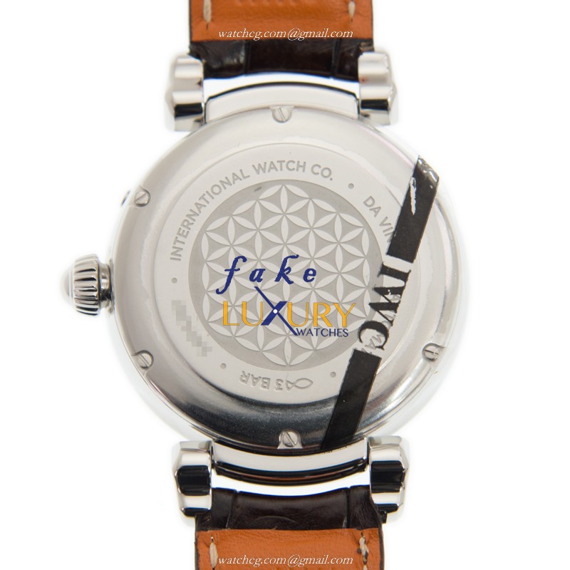 IWC W459307 Da Vinci Replica Watch Automatic Silver Dial Stainless Steel Diamonds Brown Alligator - Image 3