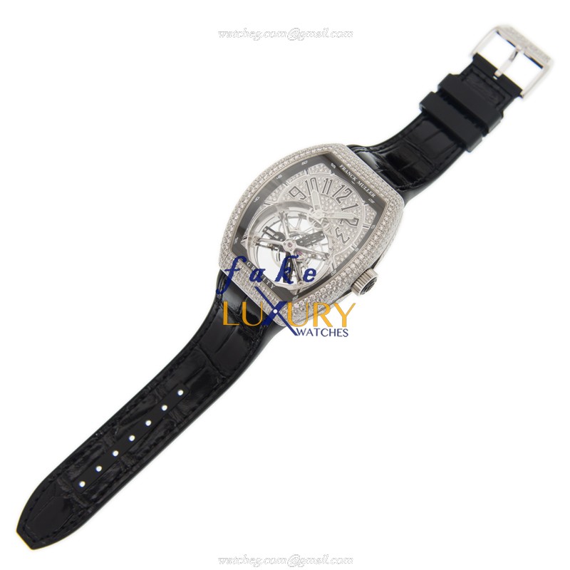 Franck Muller V 45 T GRAVITY CS D CD OG.NR VANGUARD Replica Watch Manual Wind 18kt White Gold - Image 2