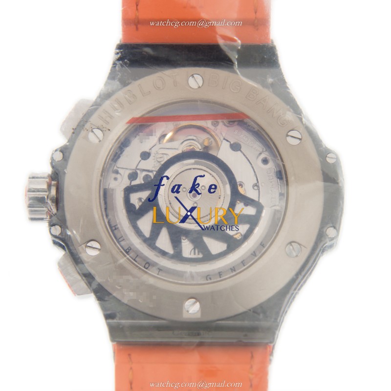 Hublot 341.CO.1110.LR.1906 Automatic Ceramic BIG BANG Replica Watch, Black Dial, Orange Alligator - Image 3