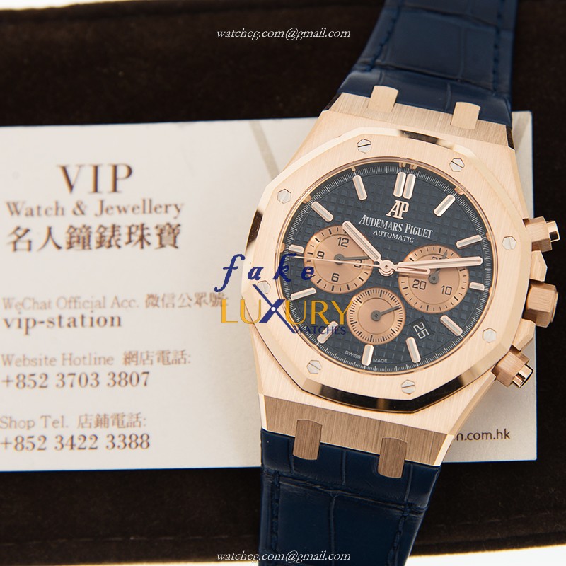 Audemars Piguet 26331OR.OO.D315CR.01 Royal Oak Replica Watch With Blue Dial, Rose Gold Case - Image 5