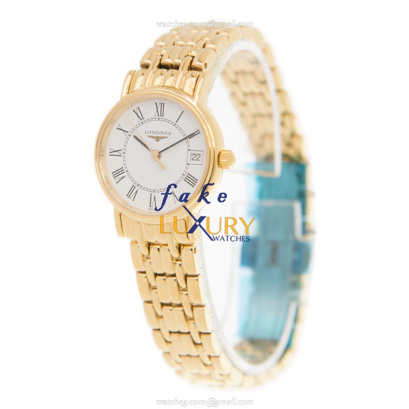 Longines L4.319.2.11.8 PRESENCE Quartz PVD Gold Replica Watch, White Dial, Gold Strap - Image 3
