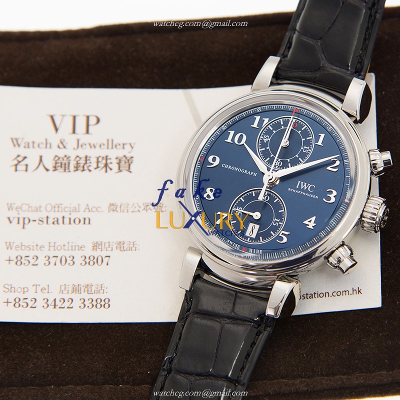 IWC IW393402 Da Vinci Replica Watch, Blue Dial, Steel Case, Black Alligator Strap, Automatic - Image 5