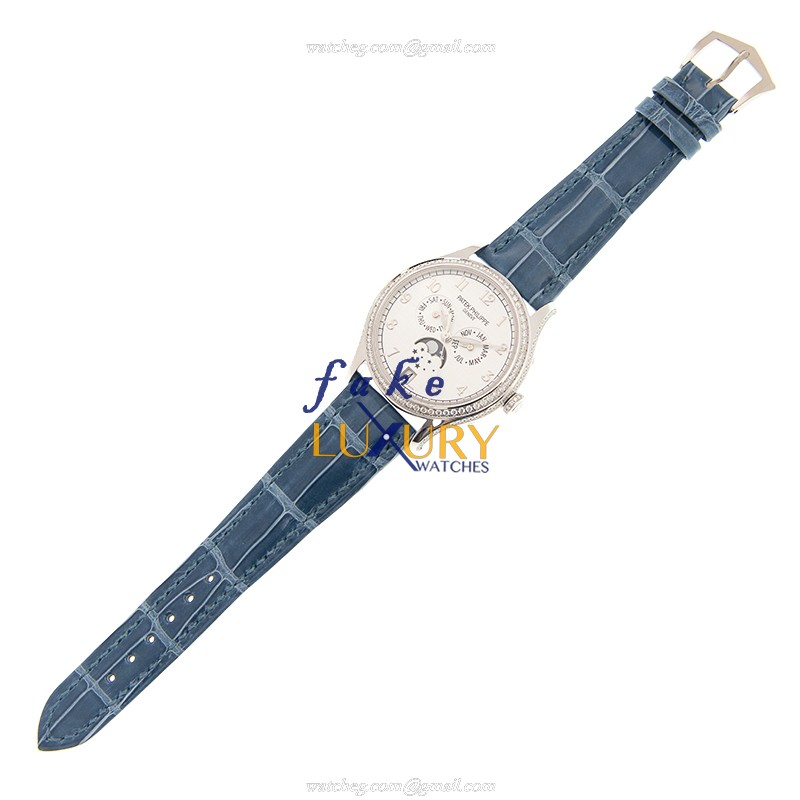 Patek Philippe 4947G-010 COMPLICATIONS 18kt White Gold Diamond Automatic Blue Alligator Replica - Image 2