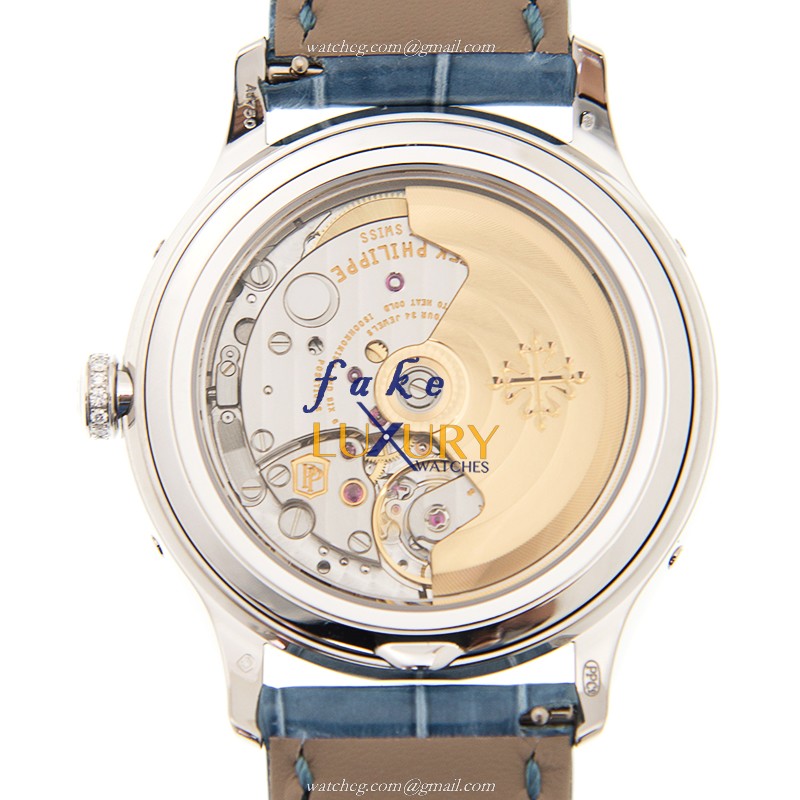 Patek Philippe 4947G-010 COMPLICATIONS 18kt White Gold Diamond Automatic Blue Alligator Replica - Image 3