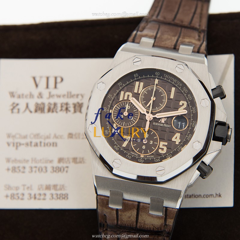 Audemars Piguet 26470ST.OO.A820CR.01 Royal Oak Offshore Replica Watch, Brown Dial, Alligator Strap - Image 5