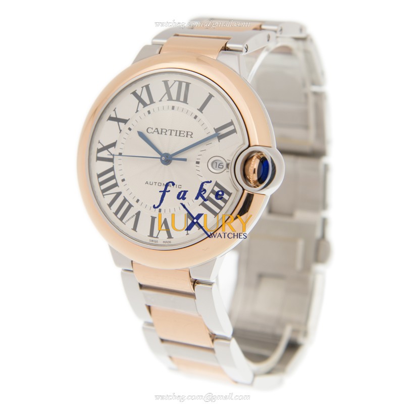 Cartier W2BB0004 BALLON BLEU Automatic 18kt Rose Gold & Steel Replica Watch, Swiss Movement, White - Image 3
