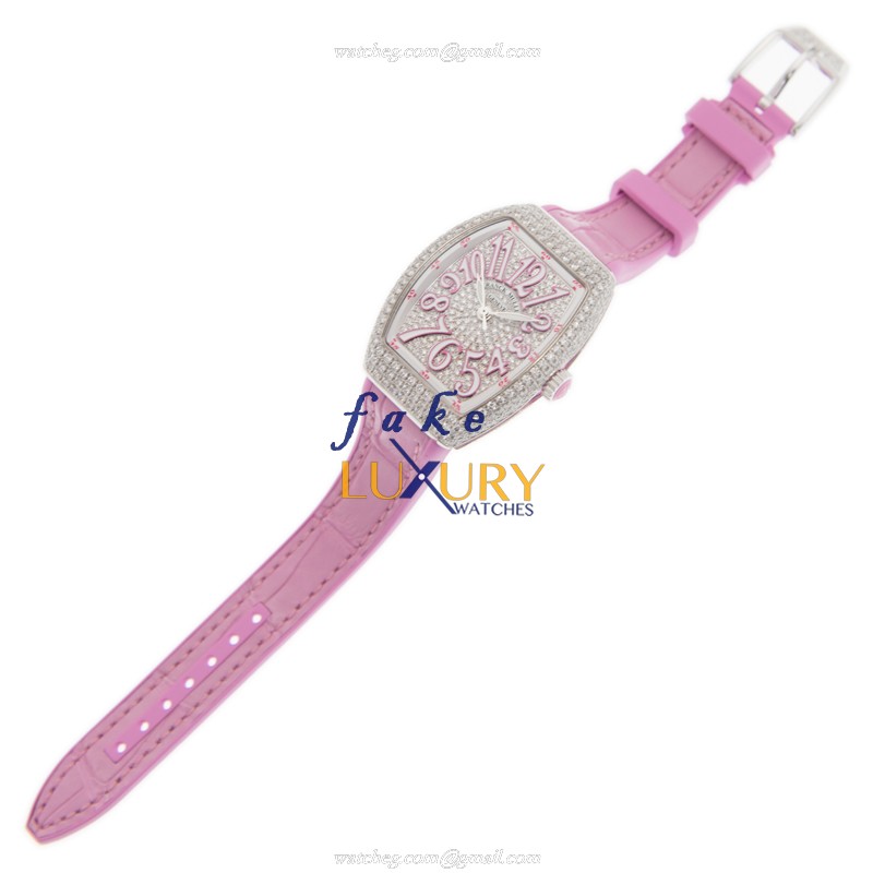 Franck Muller V29 SC AT FO D CDAC.RS Vanguard Replica Watch Silver Dial Pink Alligator Strap - Image 2