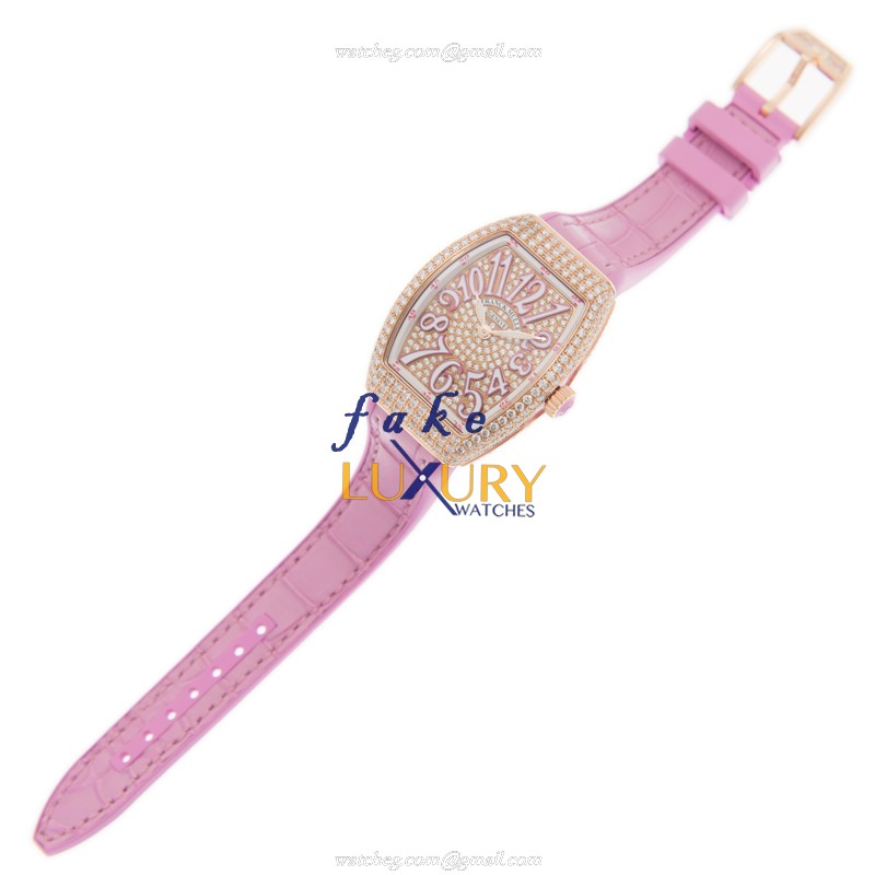 Franck Muller V29 QZ D CD5N.RS - Replica Watch - Pink Alligator Strap - Quartz - 18kt Rose Gold Case - Image 2