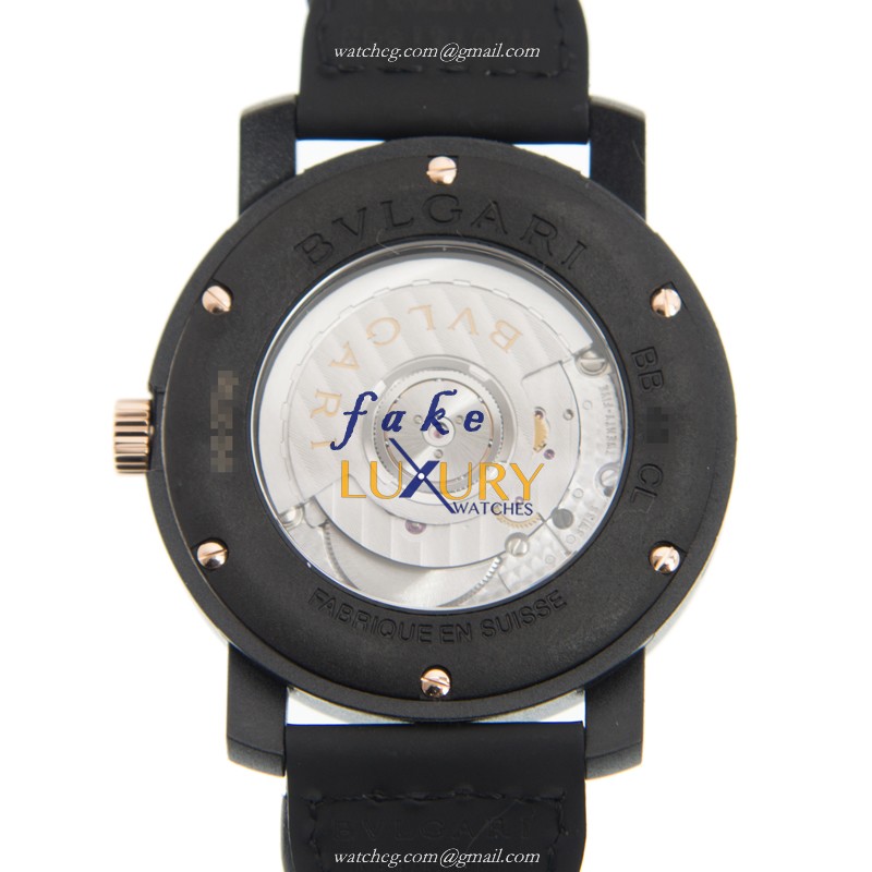 Bulgari 102632 BBP40BCGLD/N Replica Watch, 44mm Carbon Fiber Case, Automatic, Black Dial Leather - Image 3