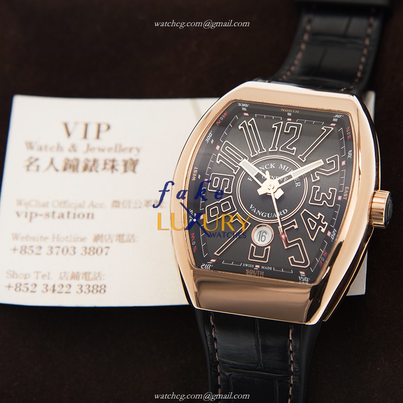 Franck Muller V 45 SC DT 5N.NR VANGUARD Replica Watch, Automatic, 44mm, Black Dial, Rose Gold Case - Image 5