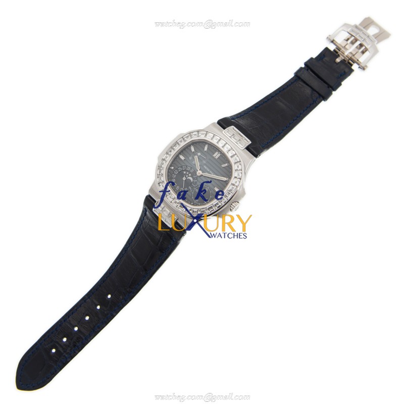 5724G-001 - Patek Philippe Nautilus Replica Watch 40mm Automatic Dark Blue Dial Leather - Image 2