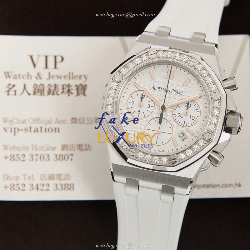 26144STZZD010CA01 - Audemars Piguet Royal Oak Offshore Replica Watch Automatic White Dial Diamonds - Image 5