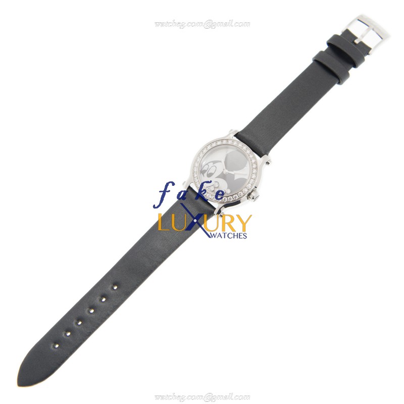 Chopard 278509-3046 HAPPY SPORT Quartz | Stainless Steel & Diamonds | White Dial | Black Leather - Image 2