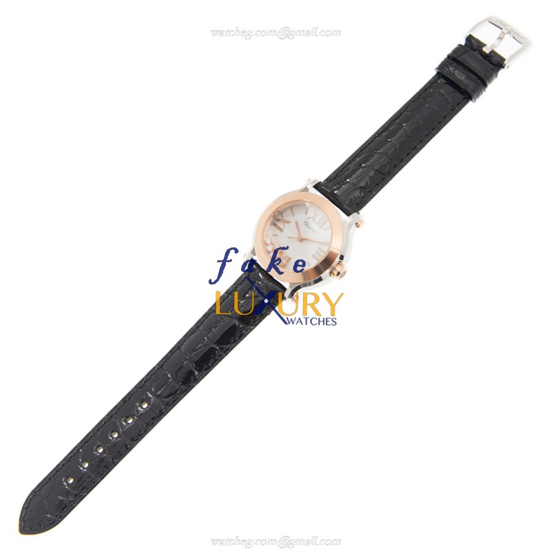 Chopard 278509-6002 HAPPY SPORT Quartz 18kt Rose Gold Replica Watch | Automatic | Steel | White - Image 2