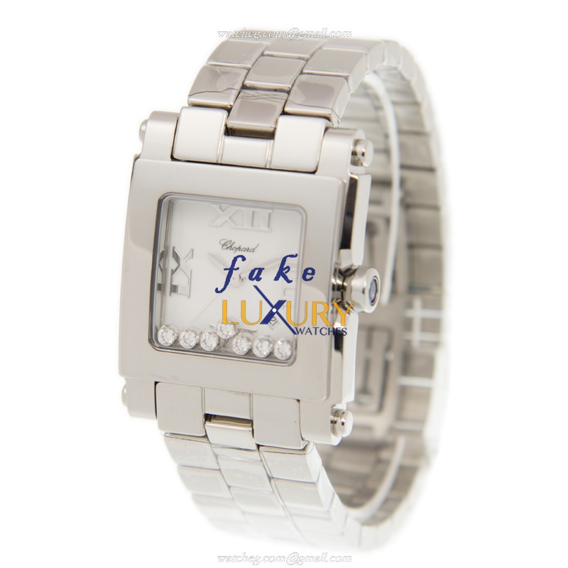 - 278496-3001 Chopard Happy Sport Quartz Stainless Steel Replica Watch - White Dial, Silver - Image 3