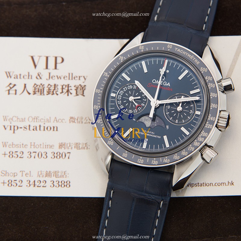 Omega 304.33.44.52.03.001 SPEEDMASTER | AUTO | 44.25MM STEEL | Blue Dial & Leather Strap Replica - Image 5