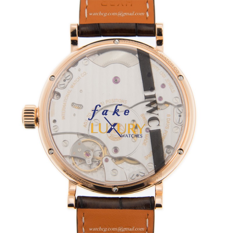 IWC PORTOFINO IW516203 Manual Wind 18kt Rose Gold Dark Grey Dial Alligator Strap Replica Watch - Image 3