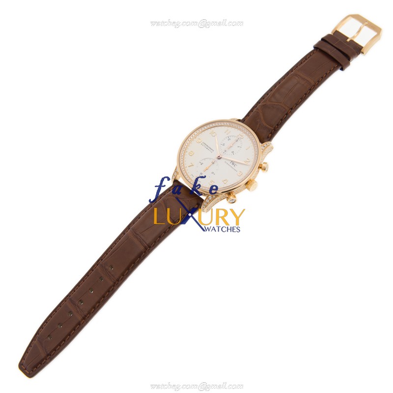 IWC IW371478 Portuguese Replica Watch, Automatic, Rose Gold & Diamonds Case, Silver Dial - Image 2