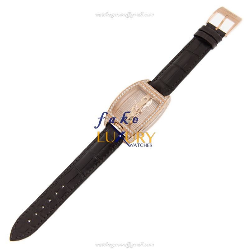 Corum 113.158.85-0001 GD34 Bridge Manual Wind 18kt Rose Gold Diamond Replica Watch - Image 2