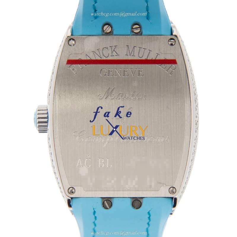 Franck Muller V 32 QZ D AC.BL VANGUARD Replica Watch, Quartz, Silver Dial, Blue Alligator Strap - Image 3